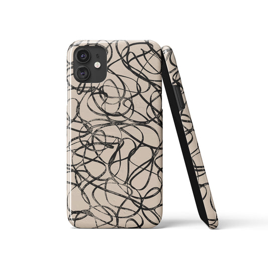 Nordic Black Swirl Lines iPhone Case