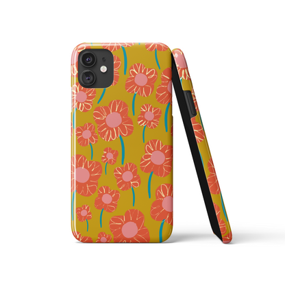 Eclectic Colorful Retro Flowers Pattern iPhone Case