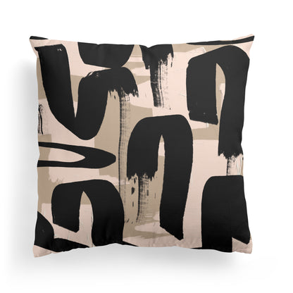 Beige and Black Modern Art Throw Pillow