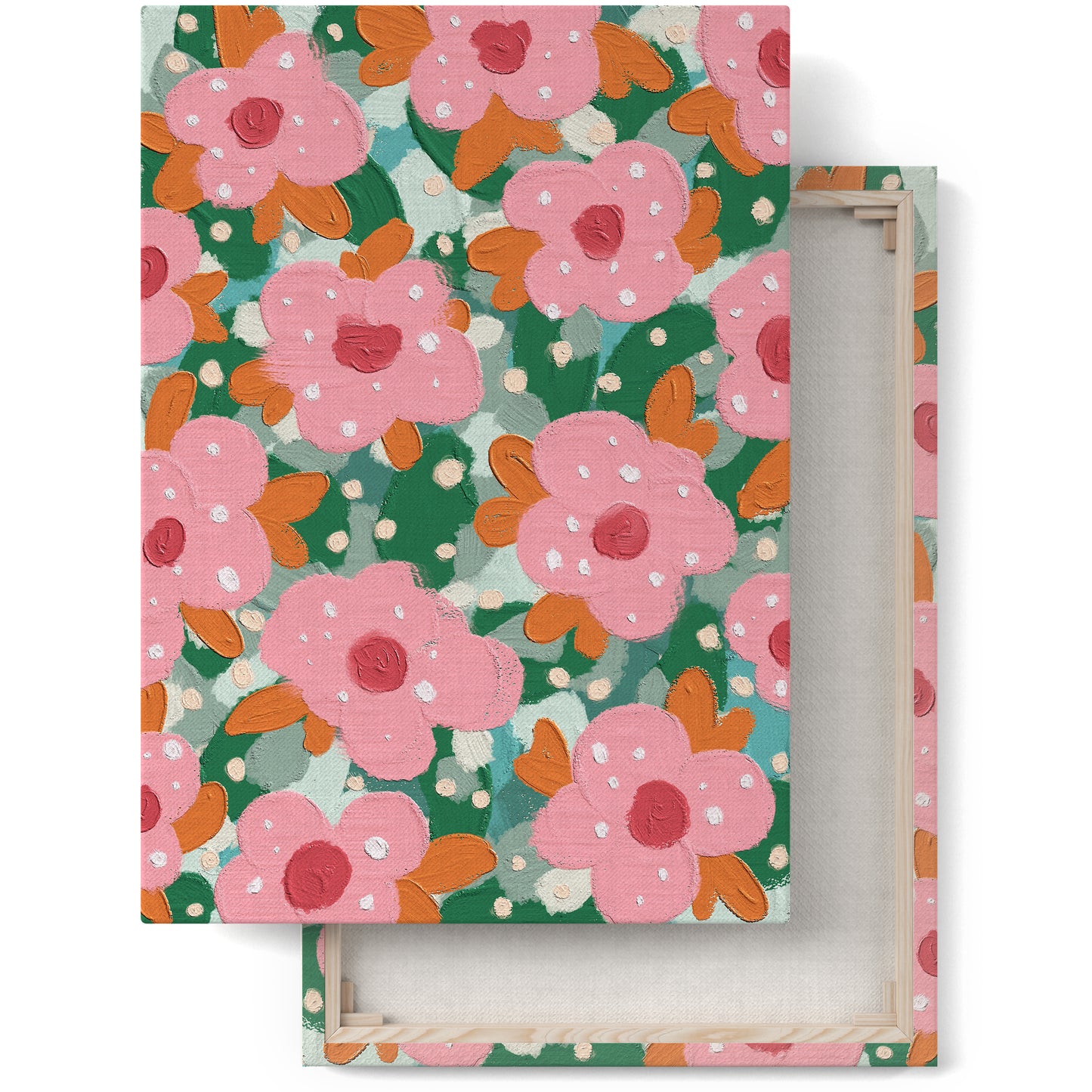 Pink Flowers Farmhouse Decor Canvas Print