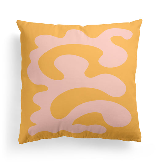 Yellow Throw Pillow with Abstract Shapes