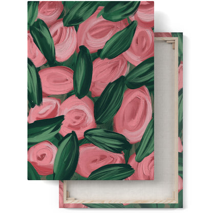 Pink Roses Painted Artistic Canvas Print