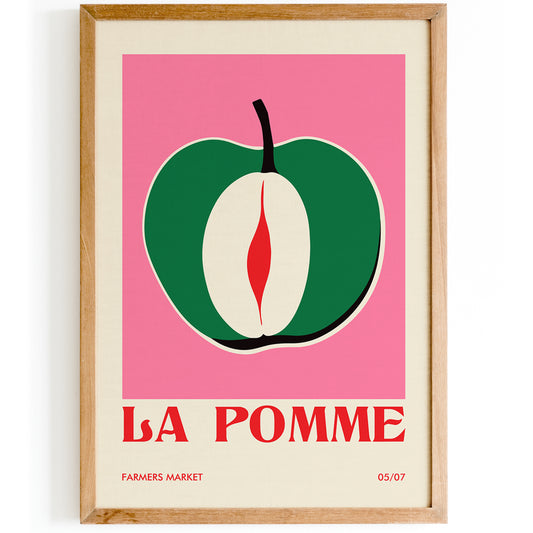 La Pomme, an Apple Pink Poster