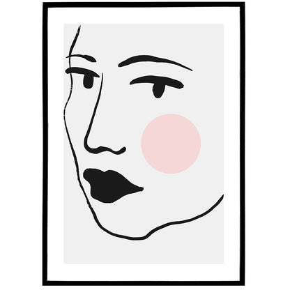 Cute Woman Face Line Art Poster