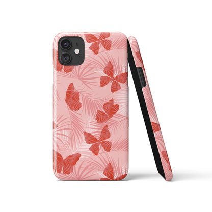 Tropical Red Buterflies Pattern iPhone Case
