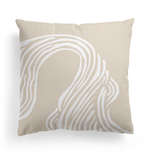 Rustic Beige Wave Abstract Art Throw Pillow