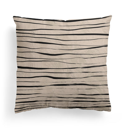 Beige Decorative Throw Pillow with Black Line Art