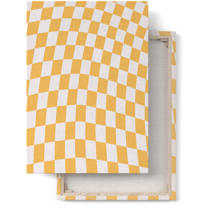 Retro Yellow Checkboard 60s Canvas Print