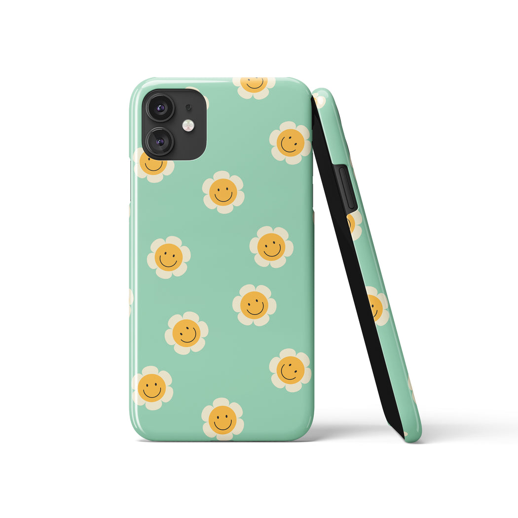 Happy Daisies Smiley Face Pattern iPhone Case