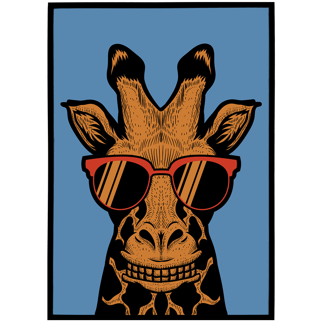 Hipster Blue Giraffe Poster