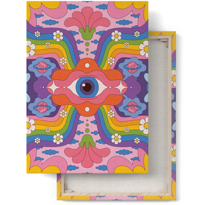 Groovy Psychodelic 70s Illustration Canvas Print