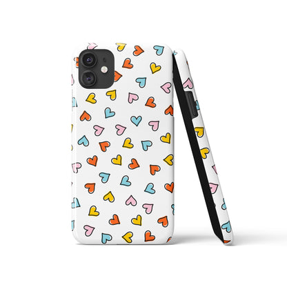 Tiny Colorful Hearts Pattern iPhone Case