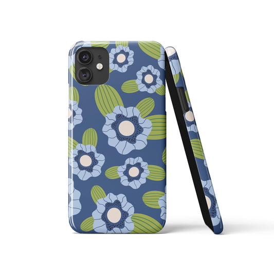 Blue Nature Floral Retro iPhone Case