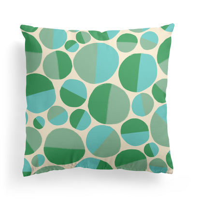 Retro Green and Blue 60s Pattern Throw Pillow