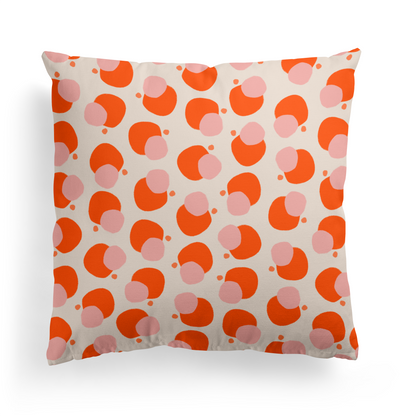 Beige Mid Century Modern Dots Throw Pillow