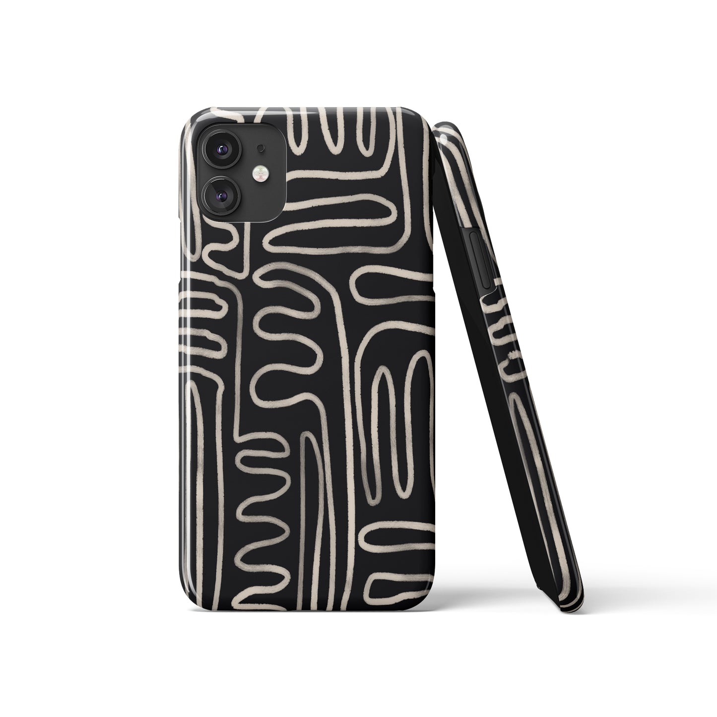 Black iPhone Case with Floral Abstract Art