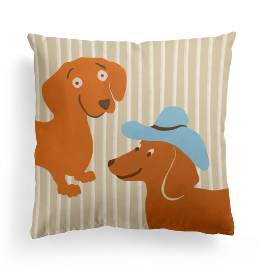 Funny Hand Painted Dogs Dachshunds Throw Pillow