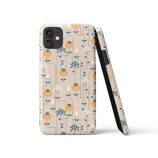 Beige Modern Floral Pattern iPhone Case