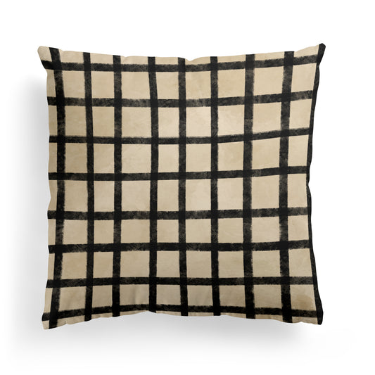 Handdrawn Vintage Checkered Throw Pillow