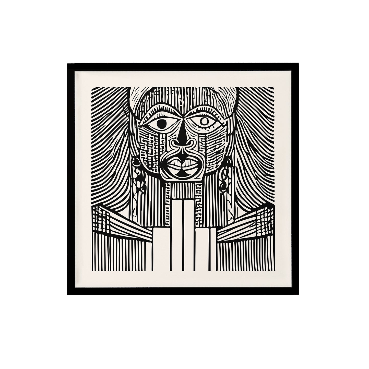 P. Picasso Cubism Black and White Print