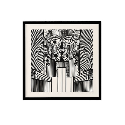 P. Picasso Cubism Black and White Print