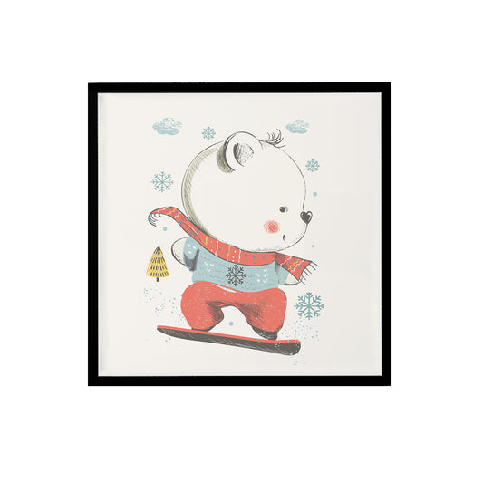 Teddy Snowboarding Print