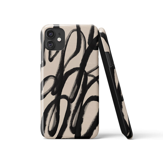 Modern Black Swirl Lines iPhone Case