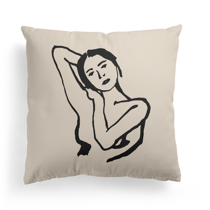 Line Art Woman Throw Pillow