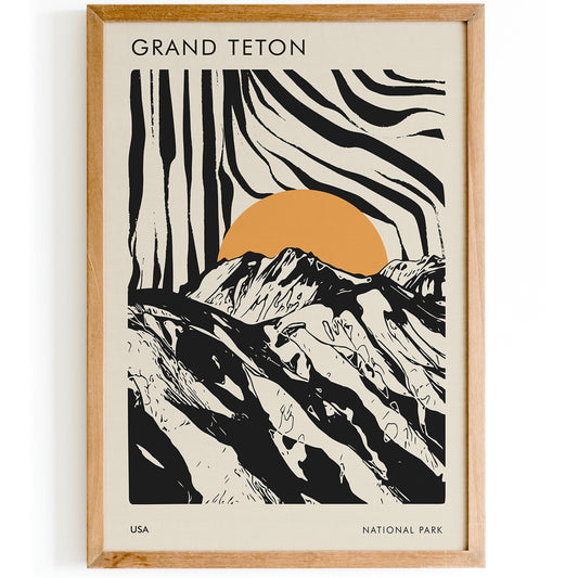 Grand Teton Retro Poster