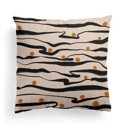 Black Wavy Lines Throw Pillow