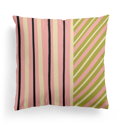 Striped Geometric Shapes Throw Pillow