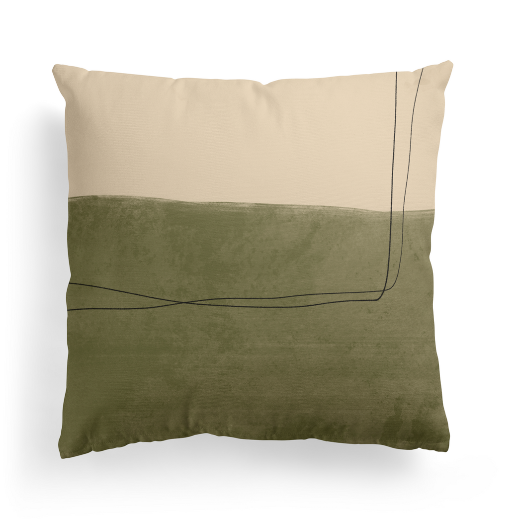 Japandi Style Green Minimalist Throw Pillow