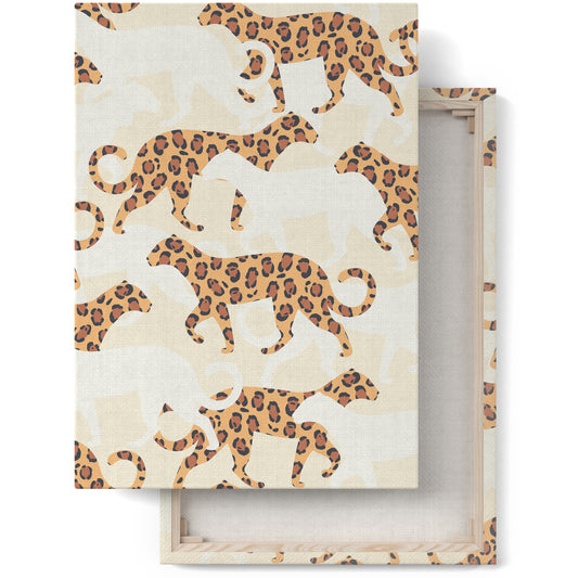 Beige Leopards Pattern Canvas Print