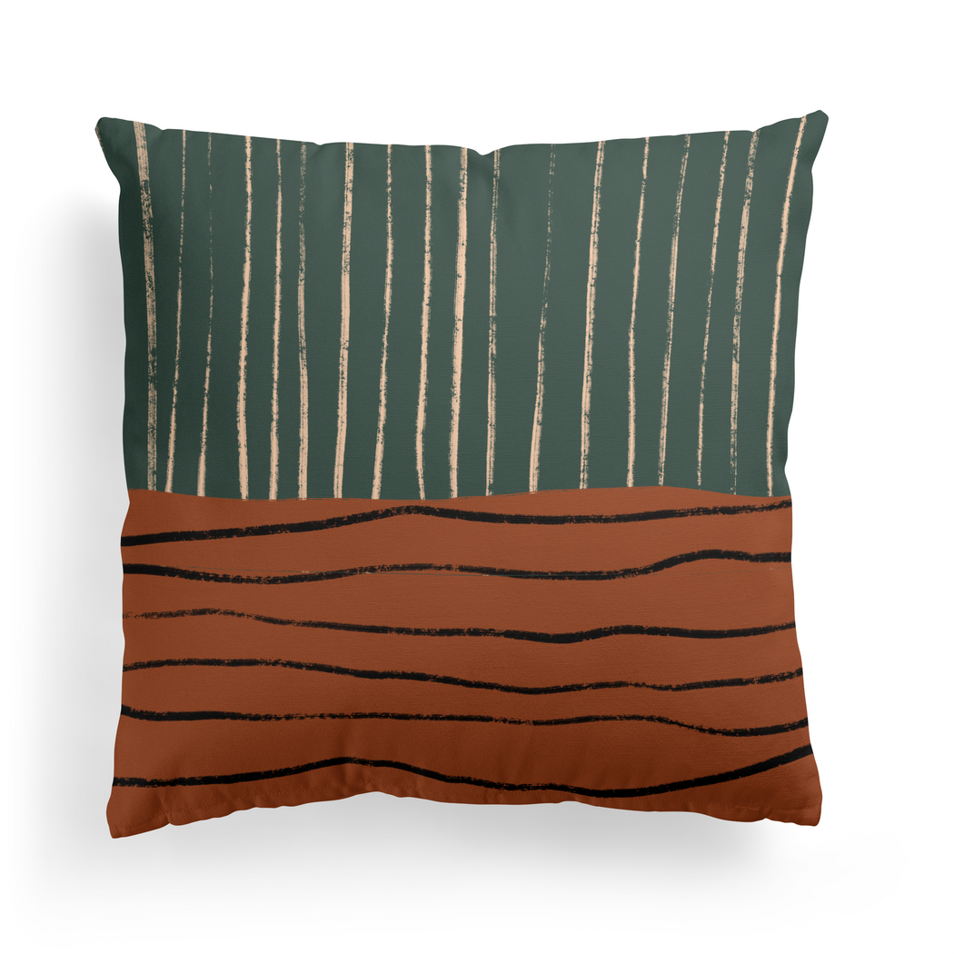Retro Striped Unique Hand Painted Throw Pillow