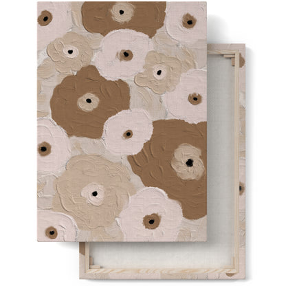 Painted Boho Beige Flowers Canvas Print