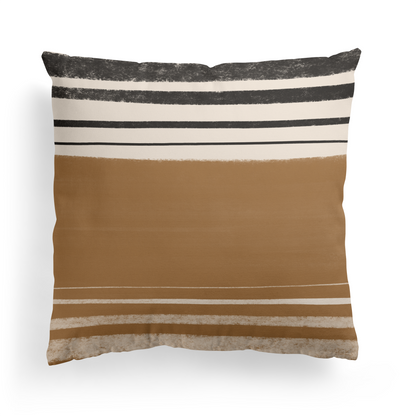 Beige Brown Striped Minimalist Throw Pillow