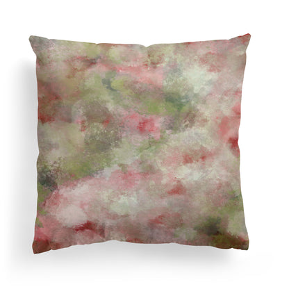 Rose Garden Forest Sage Green Pink Throw Pillow