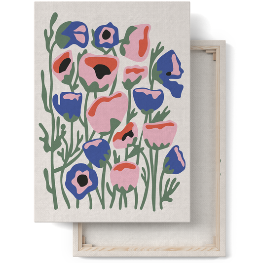 Painted Retro Flowers Canvas Print