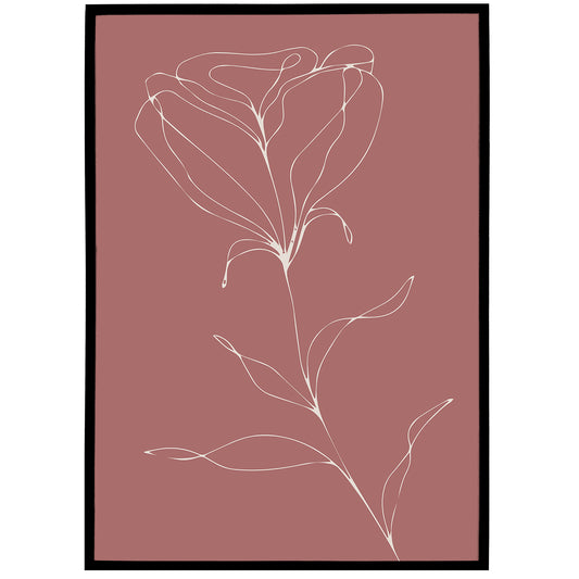 Pink Floral Line Poster