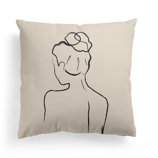 Minimalist Line Art Woman Throw Pillow