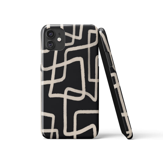 Black iPhone Case with Beige Line Art