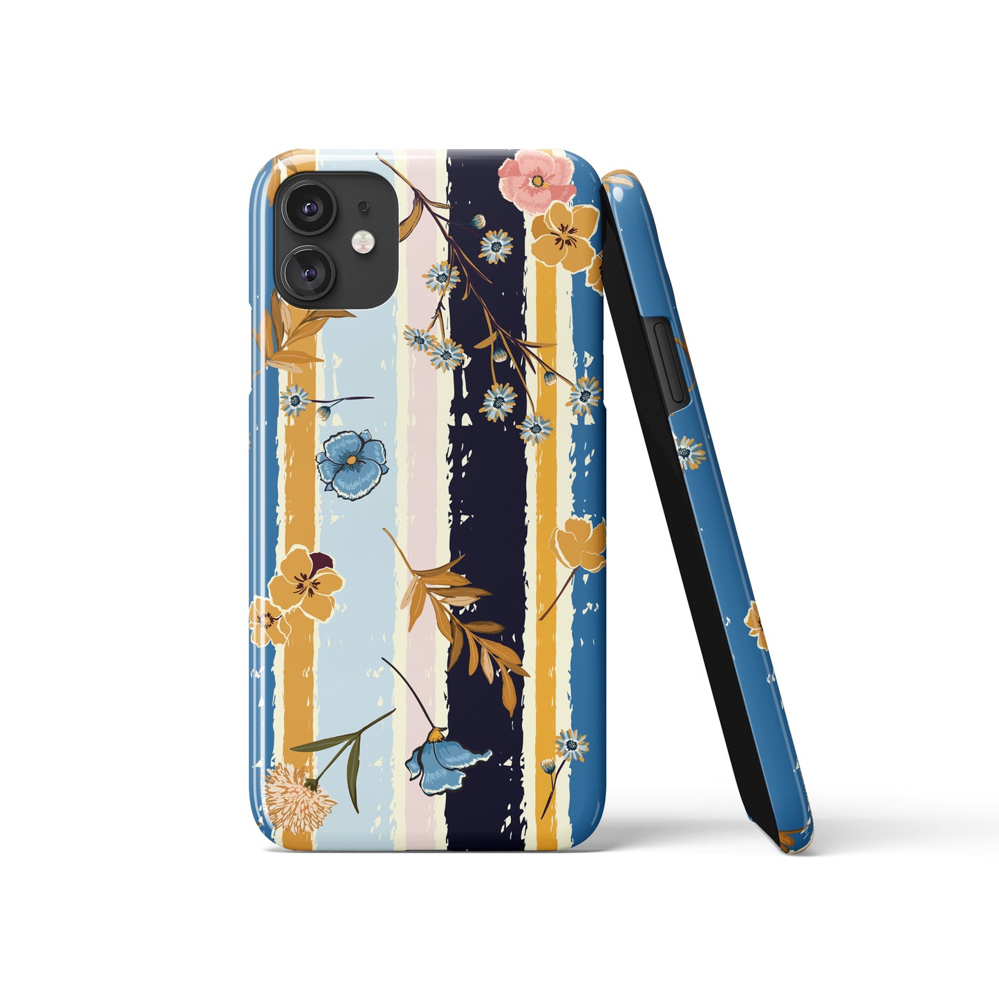 Retro Flower Striped Pattern iPhone Case