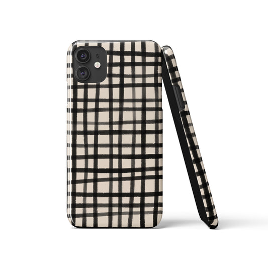 Black Rustic Checkered Art iPhone Case