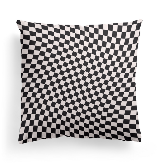 Black&White Twisted Checkboard Throw Pillow