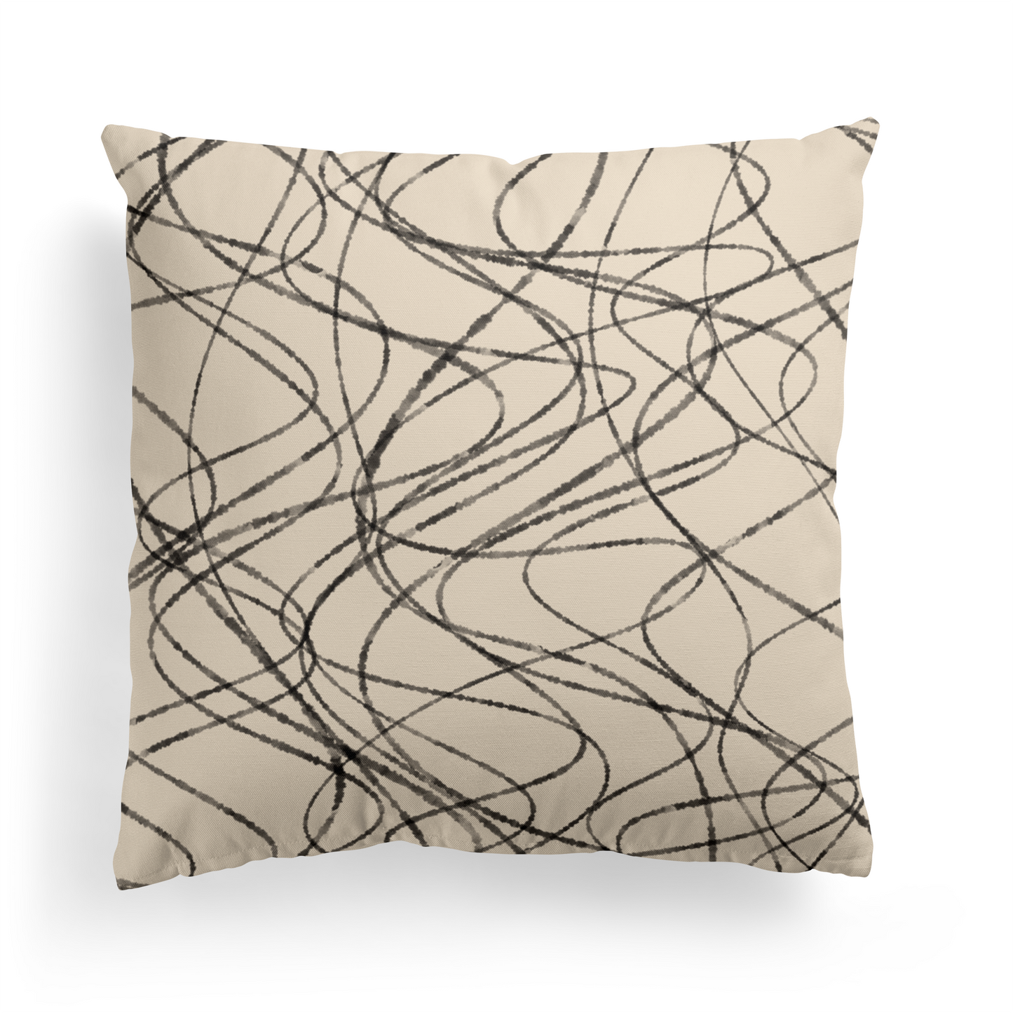 Beige Line Art Painted Scandinavian Throw Pillow