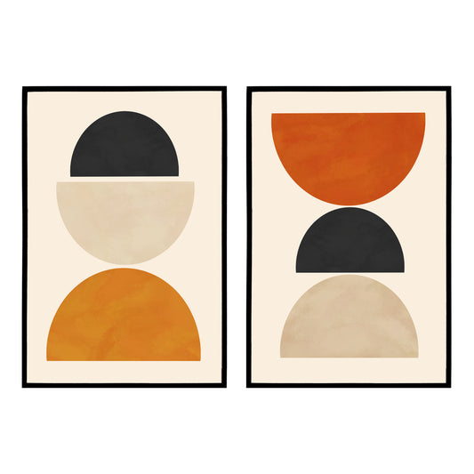 Set of 2 Boho Geometric Beige Prints