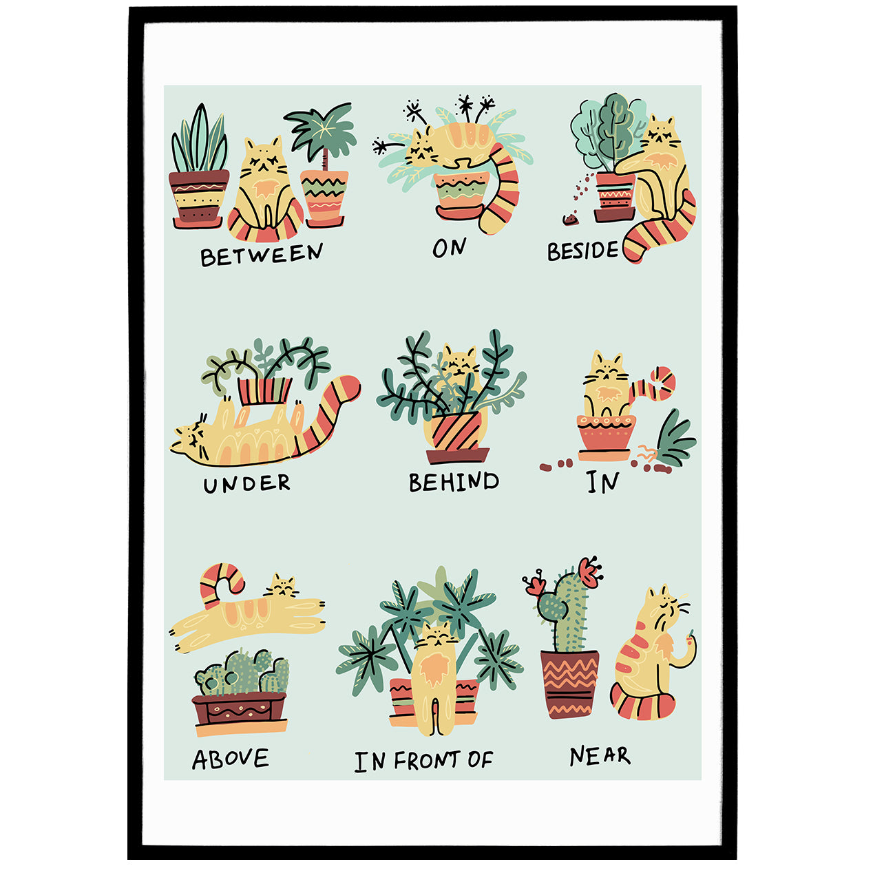 Cats & Plants Funny Wall Art Poster