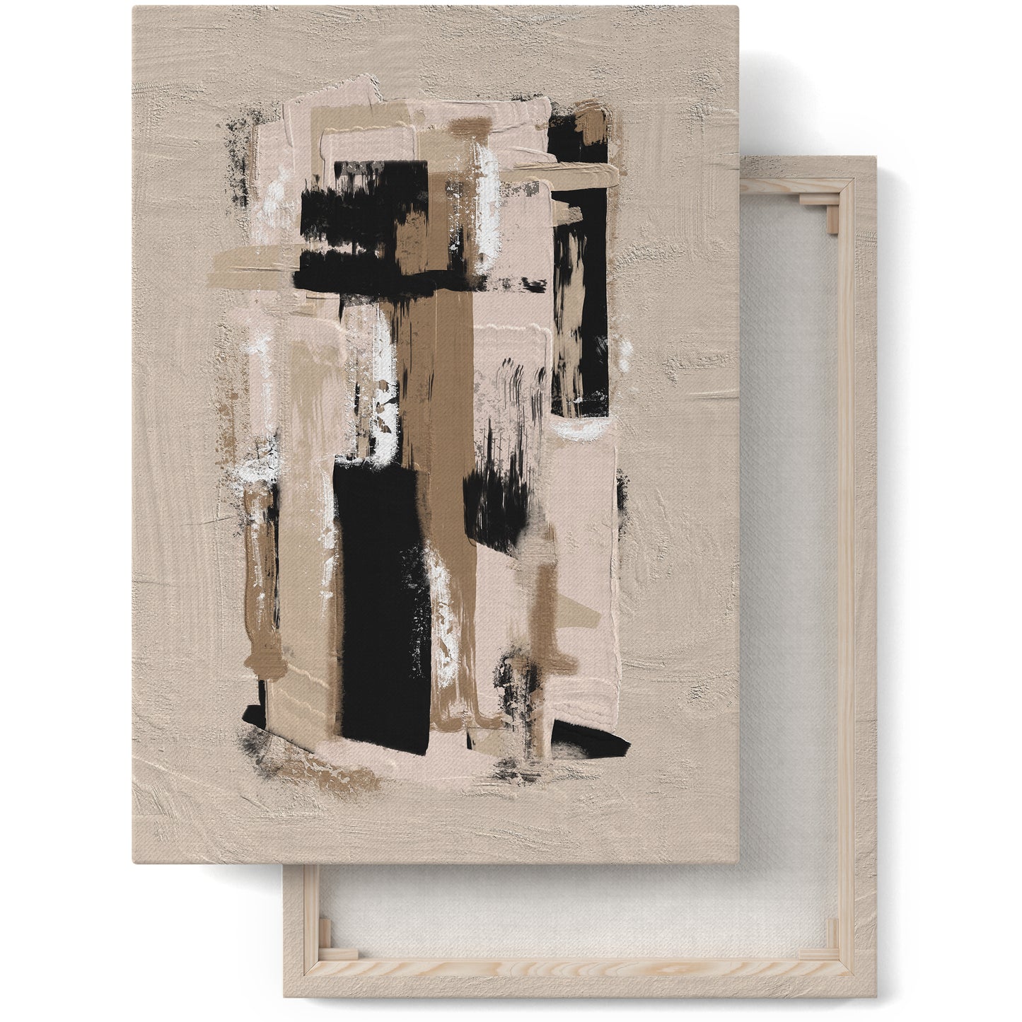 Painted Modern Abstract Beige Canvas Print