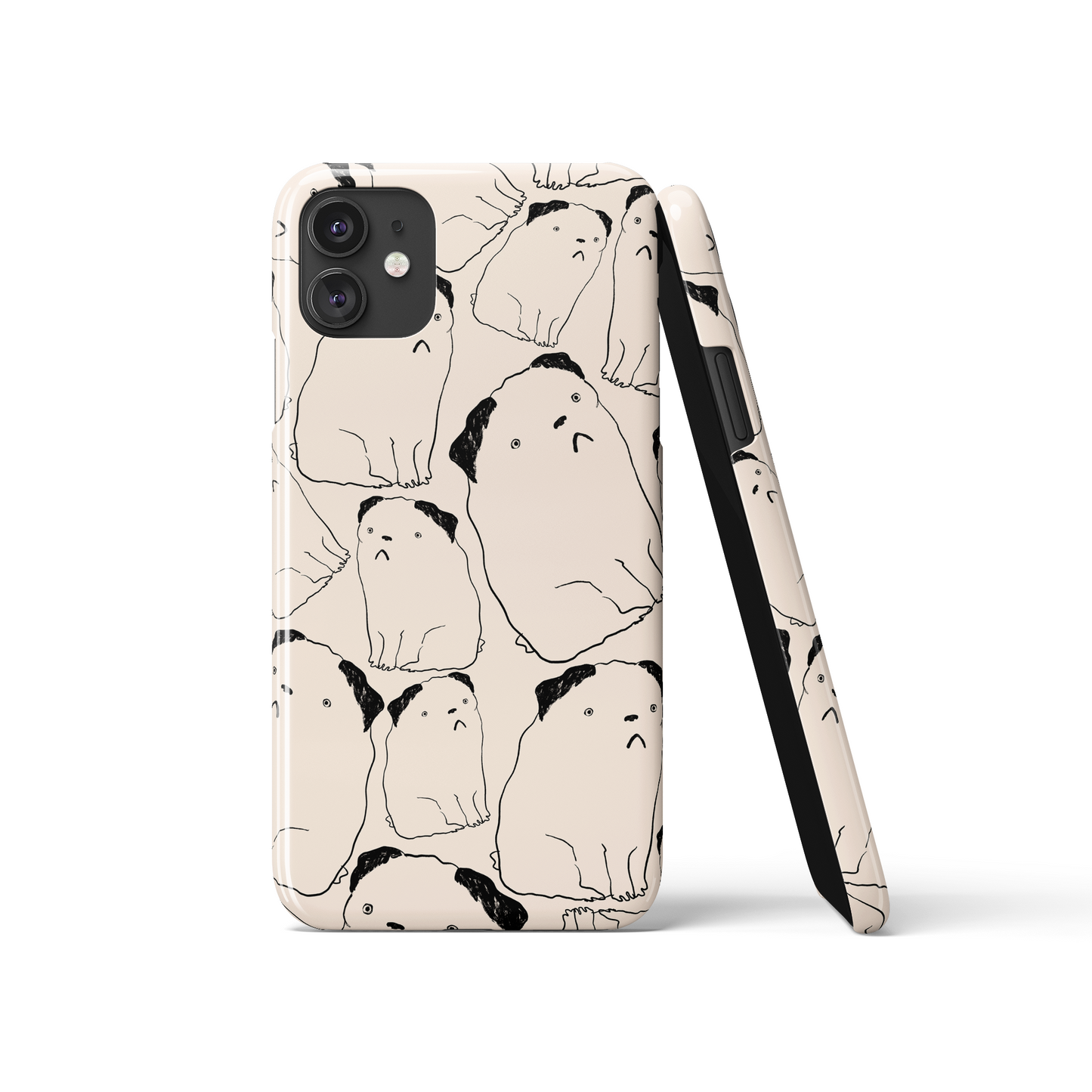 Pug Dog Line Art Minimalist Pattern iPhone Case