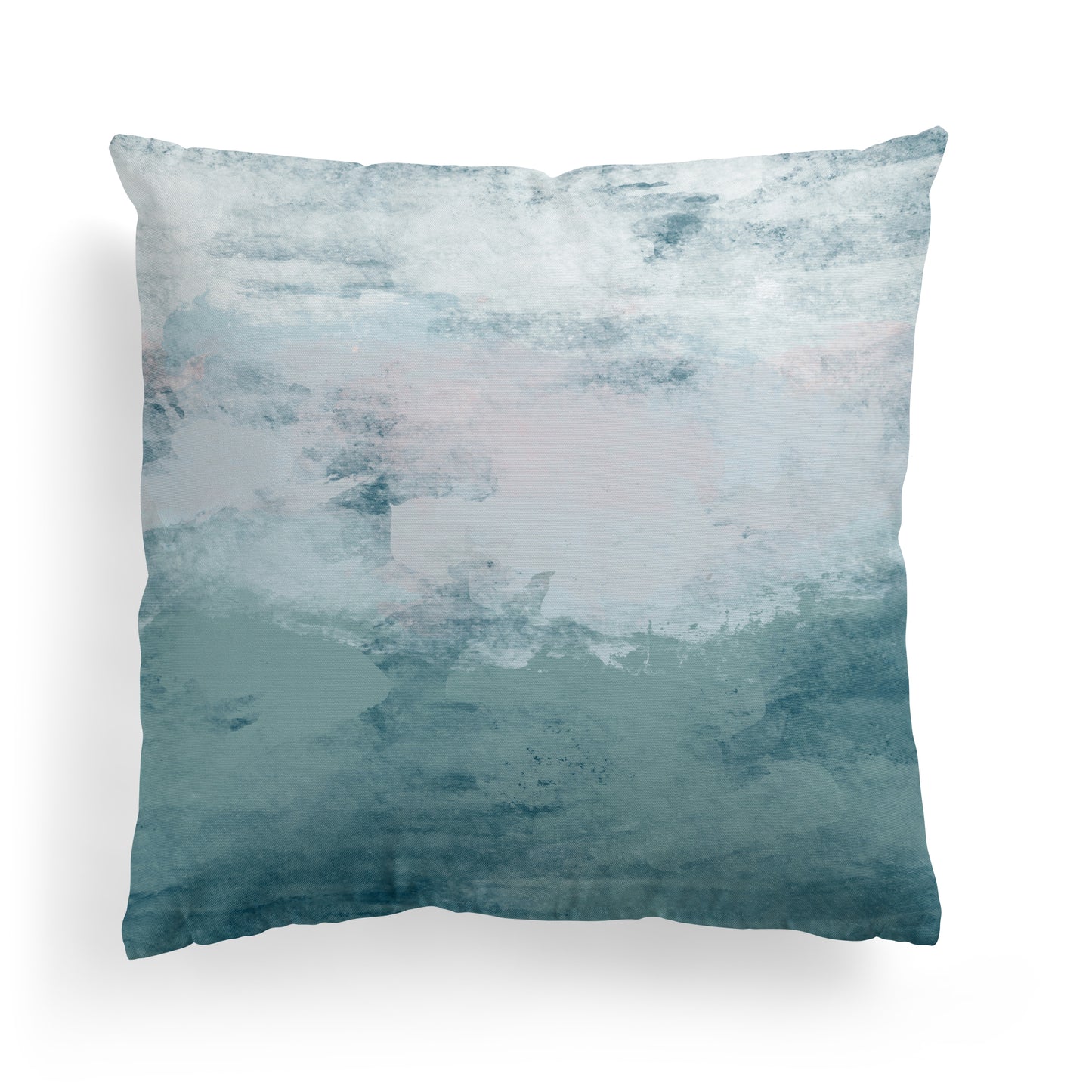 Stormy Seas Blue White Gray Abstract Art Modern Throw Pillow